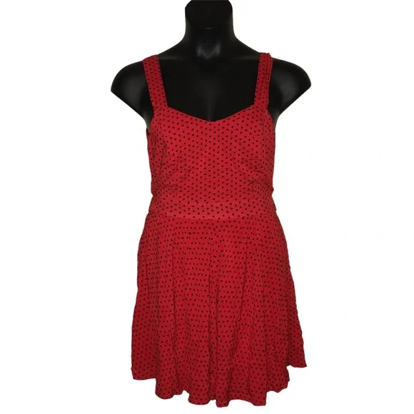 Red and Black Polka Dot Fit & Flare Dress